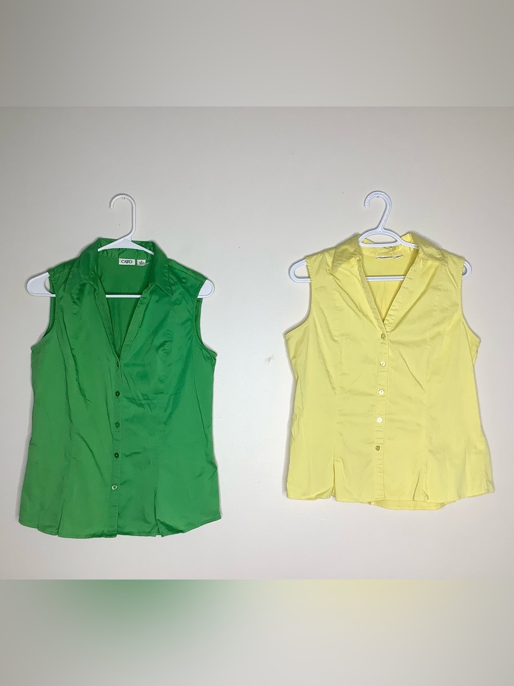 < Cato Green & Yellow Cotton Button Front Shirt Bundle Size Medium >